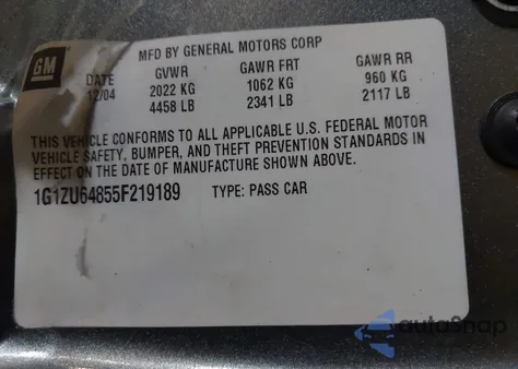 2005 Chevrolet Malibu Maxx Lt from USA, damaged, VIN 1G1ZU64855F219189